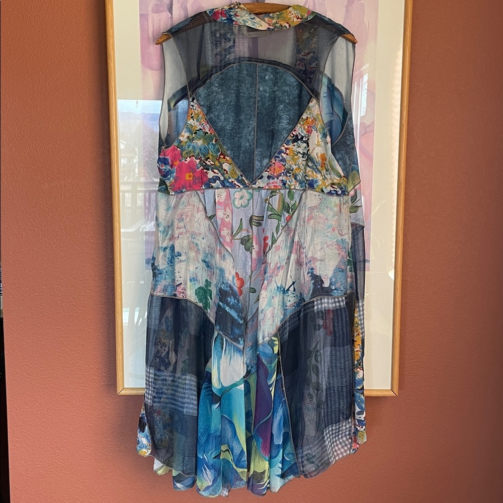Soft Surroundings Floral Patchwork Print Sleeveless Flowy Lightweight Duster, OS - Picture 5 of 7
